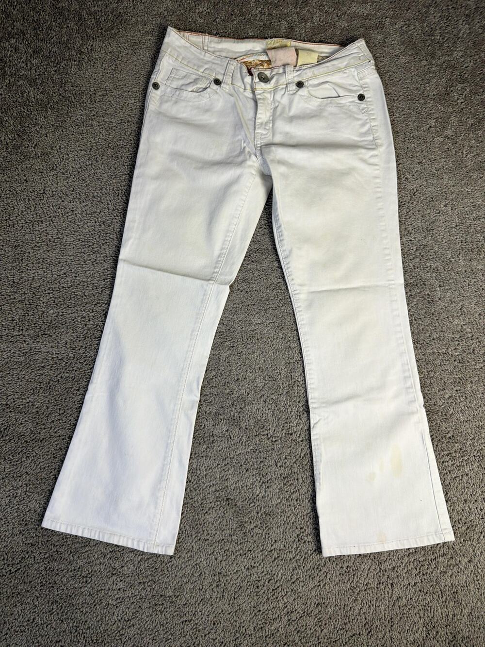 Vintage Marlow Jeans Womens 30 White Bootcut Slim LOVE Studded Stretch